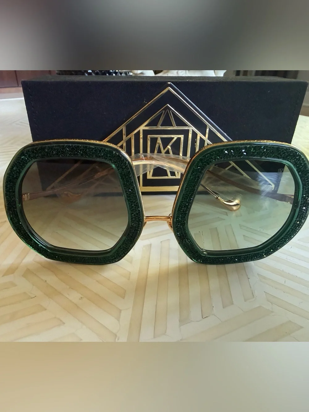 ANNA KARIN KARLSSON Beaming Star Emerald Sunglasses $1,290.00 Limited